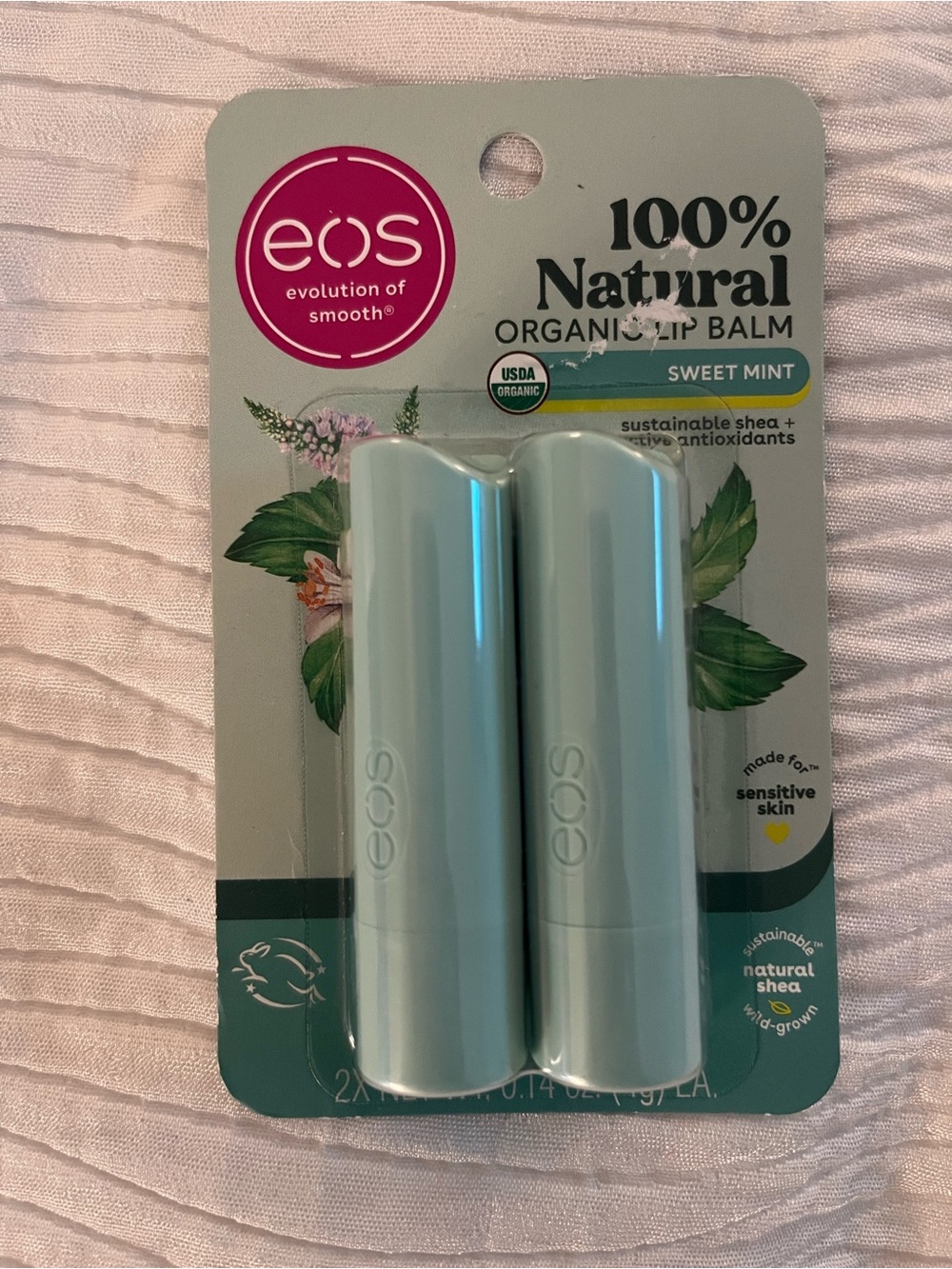 eos Sweet Mint Organic Lip Balm Twin Pack - Light Mint Green